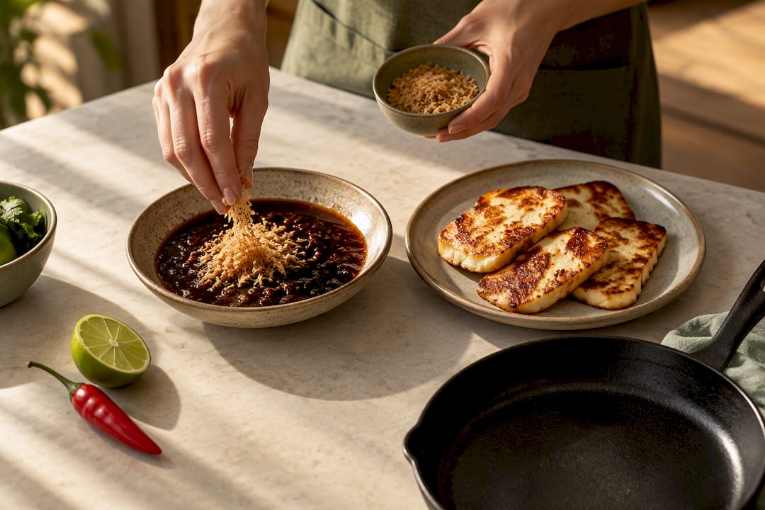 Panela sugar and cheese for savory cooking