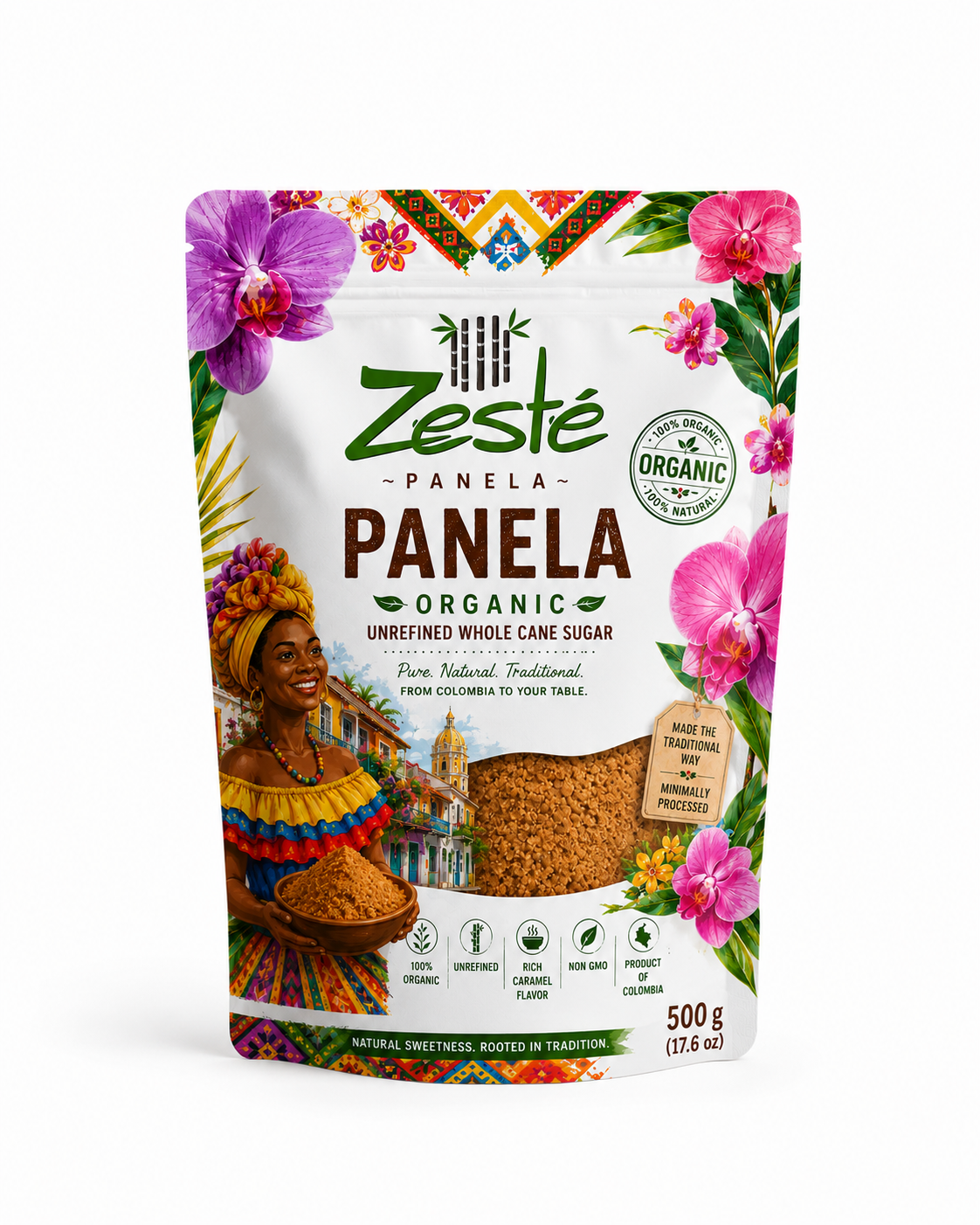 Organic Colombian panela sugar 500g bag